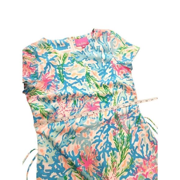 Lilly Pulitzer Blanca Stretch Romper Short Sleeve Coral Bay size 2 - Picture 3 of 7